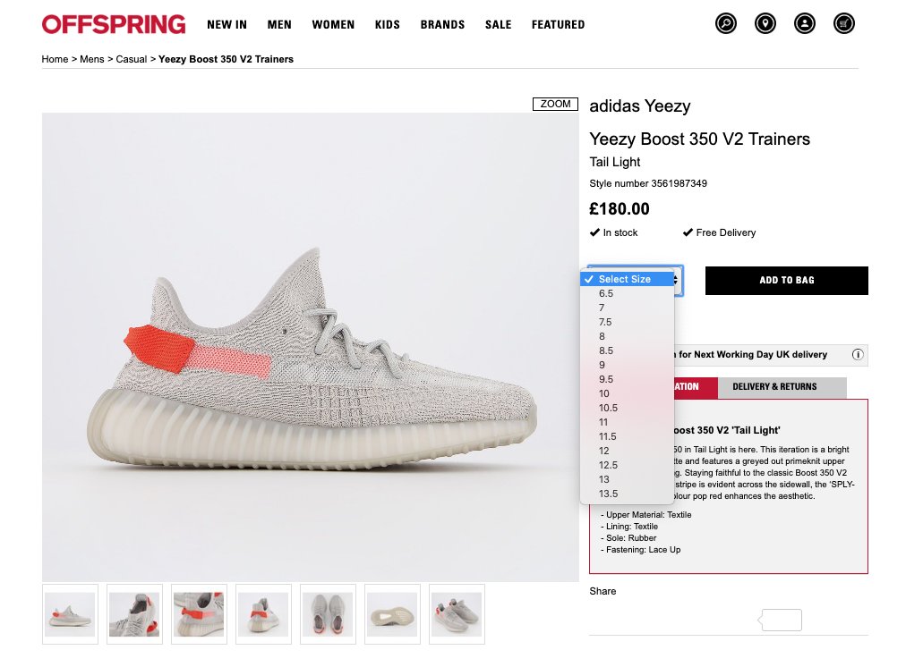 ADIDAS YEEZY BOOST 350 V2 Tail Light SIZE 5UK eBay