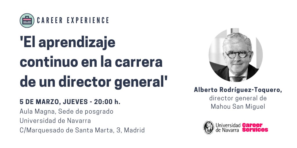 empleounav's tweet photo. ¡SAVE THE DATE!
No te pierdas este encuentro con el director general de @MahouSanMiguel, Alberto Rodríguez-Toquero Ramos.
🗓️05/03, jueves
🕗20 h.
📌Sede de posgrado @unav, aula Magna
INSCRÍBETE
⬇️⬇️⬇️
https://t.co/3sOvnJtFZG
Organizado con @alumni_unav.
#unav #MahouSanMiguelUnav https://t.co/r4CPSBRGqR