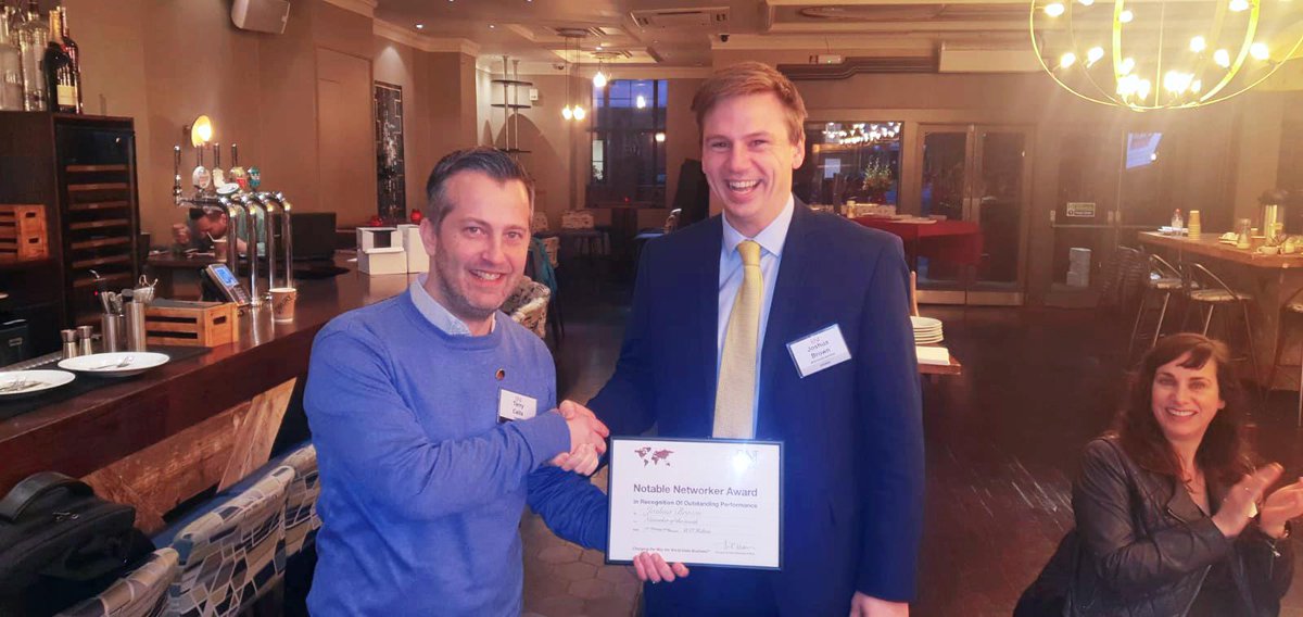 Well done to <a href="/BNI_Holborn/">BNI_Holborn</a> member, Joshua Brown from Westminster Wealth, for winning the #NotableNetworker award for his stand-out contributions by bringing the most visitors and referrals! 🏆💥 #LondonNetworking