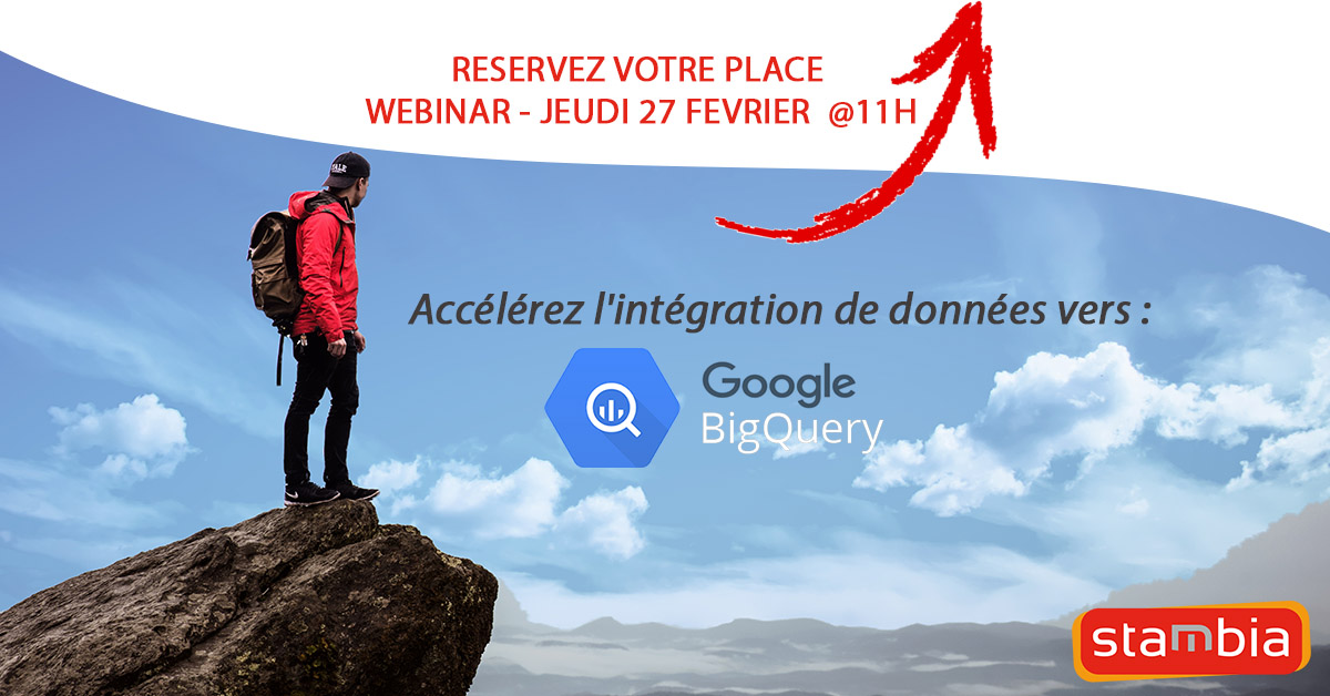 [📽️Webinar] Accélérer vos projets d'intégration avec Google BigQuery.
<a href="/stambiafr/">Stambia France</a> relève le défi 💪 de vous transmettre les bonnes pratiques en 45 min. Rejoignez-nous Jeudi 27 Février à 11H 👉swll.to/rxnNijs
#bigquery #dataintegration #webinar