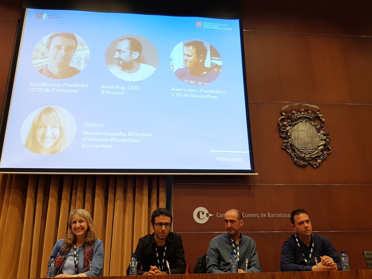 #Blockchain y #cultura Perspectivas y oportunidades Toni Mateos <a href="/Freeverseio/">Freeverse.io</a> #videojuegos Jordi Puy <a href="/unisonrights/">Unison.</a> #trazabilidad #propiedadintelectual <a href="/alex_lopezt/">alexlopez</a> <a href="/SevenRowTickets/">Seven Row</a> luchar contra el fraude en entradas de conciertos Modera <a href="/MGG_2012/">Montse Guardia Güell</a> <a href="/Alastria_/">Alastria Blockchain Ecosystem</a> #TechSpiritBarcelona