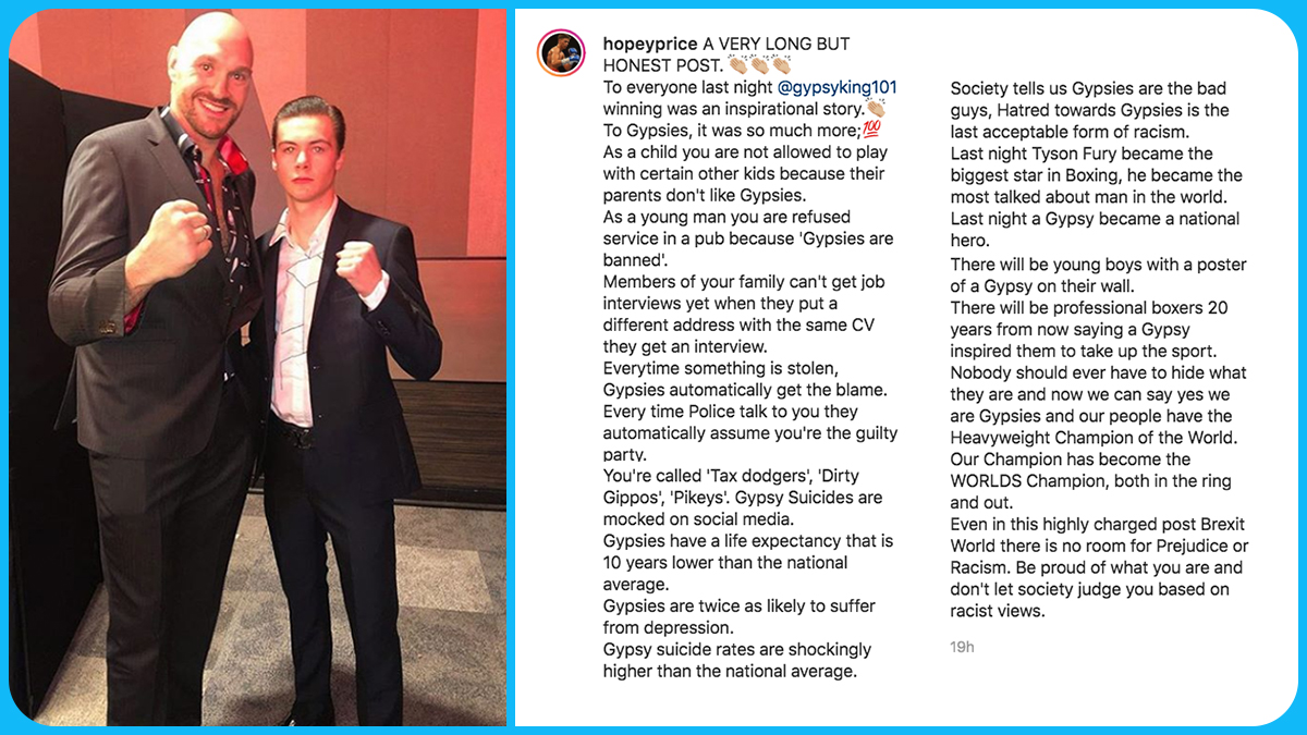ringmagazine's tweet photo. 💬 Aspiring 19-year-old boxer Hopey Price (2-0, signed with Eddie Hearn) on what Tyson Fury's win means for the Gypsy and Traveller community… https://t.co/2UpronsulO