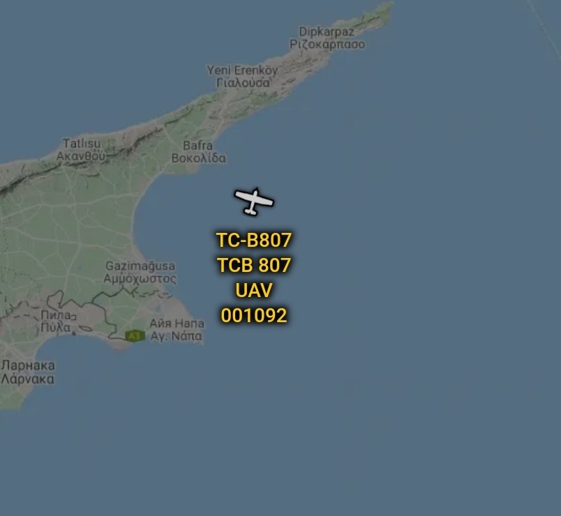 is_keelu's tweet photo. Turkish Air Force
Bayraktar TB2 Strike
Spotted off the coast of #Cyprus
#TCB807 TC-B807 Hex001092 #UAV #Drone https://t.co/oCDdV8Jxgf
