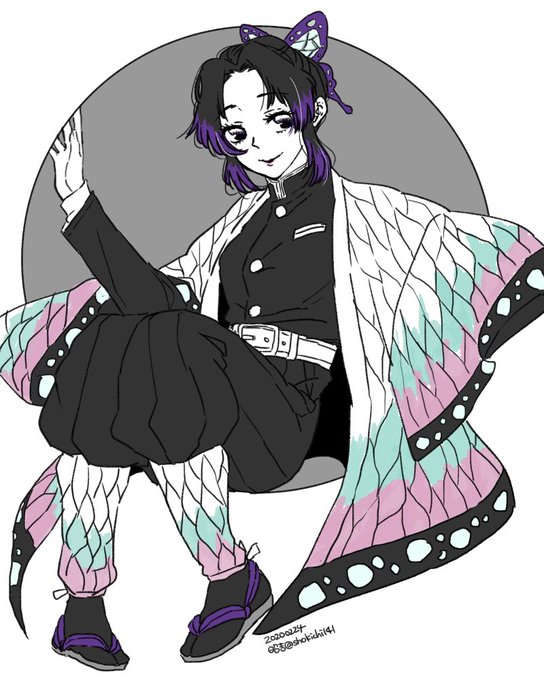 昭吉さんがTwitterに投稿した胡蝶しのぶ(鬼滅の刃)のイラスト。