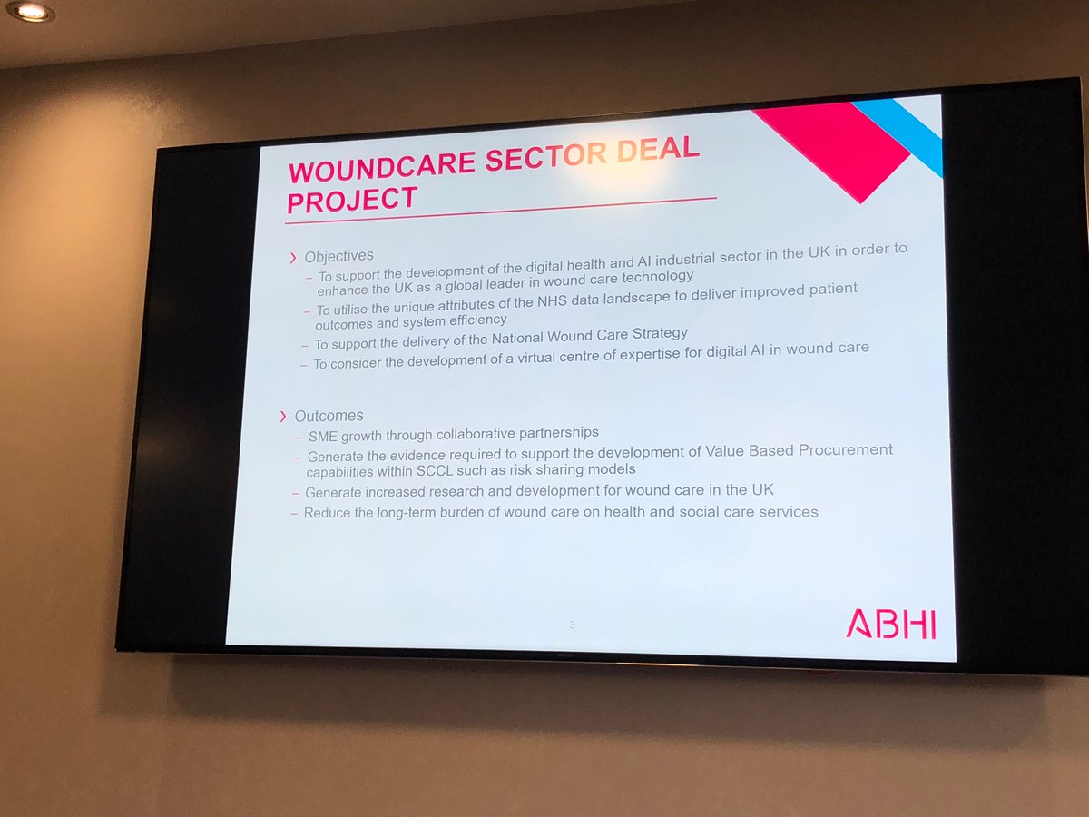 MikeyBUK's tweet photo. Finally Andrew Davies from @UK_ABHI talks about the wound care sector deal, a parallel piece of work #NatWoundStrat @NatWoundStrat @AHSNNetwork https://t.co/9OGEaHEZrC