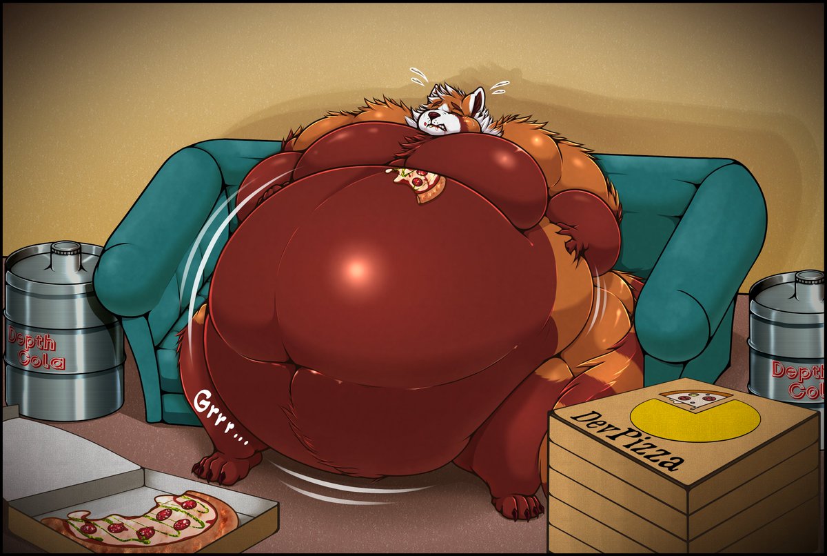 PassiflOra962's tweet photo. He was overeating or stuck a pizza?
I think the latter and should give a cola >:3

Character @SheebsXL 
Art by me https://t.co/iuNsQzFVnC