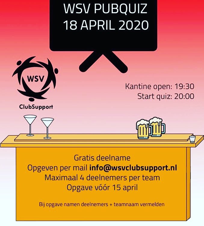 Meld je snel aan voor de 2e WSV pubquiz.