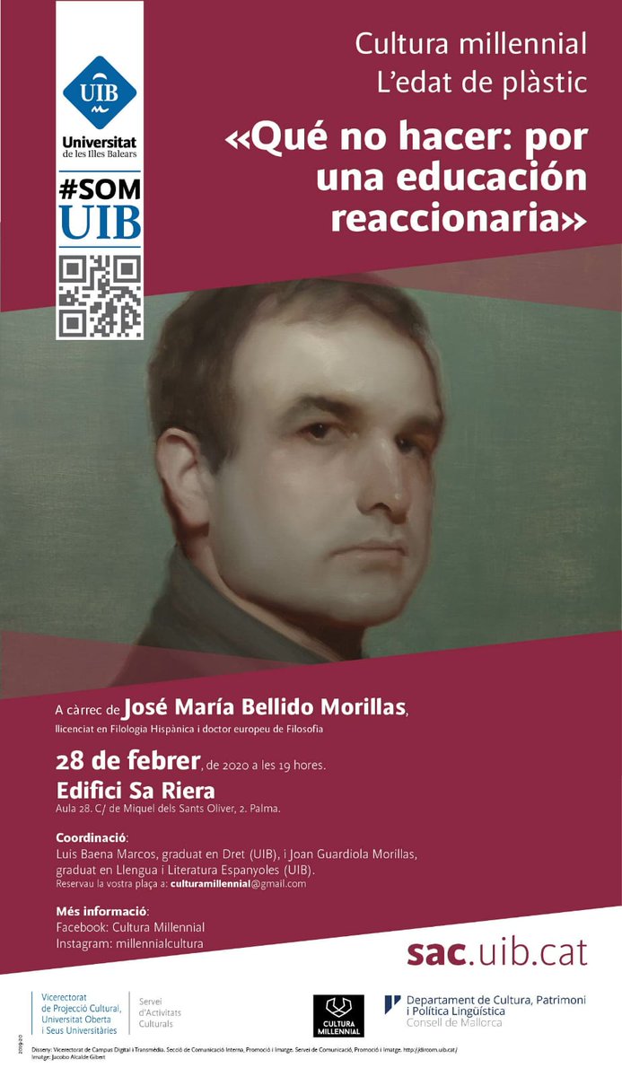 AnaMorillasKief's tweet photo. Interesantísima charla este viernes en Sa Riera a las 19 h. @UIBuniversitat #SomUIB

Organizada por Luis y mi hijísimo Juan 😉 #CulturaMillennial https://t.co/gpwajQEYK3