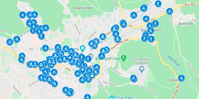 SaskiaHeijltjes's tweet photo. "Working" on a map with local accessibility issues for @WalkRideBath while on strike #strikey #UCUstrike #directinaction https://t.co/0nLGCEY7Je https://t.co/2mruMZKZy2