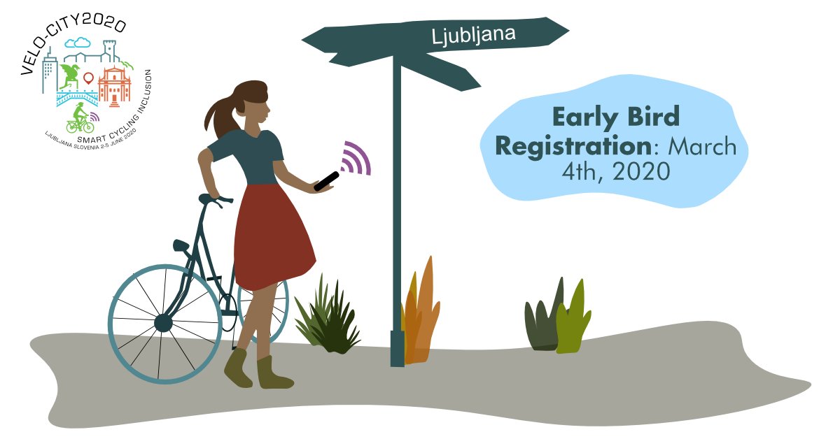 ecfeurovelo's tweet photo. 📅 Mark your calendars: #Velo-city Conference @VelocitySeries from 2-5 June in #Ljubljana!

Early bird registrations close on March 4th. #VC20

Join the global #cycling community for a unique week of knowledge exchange. #SmartCyclingInclusion https://t.co/pM2AjfmoMX