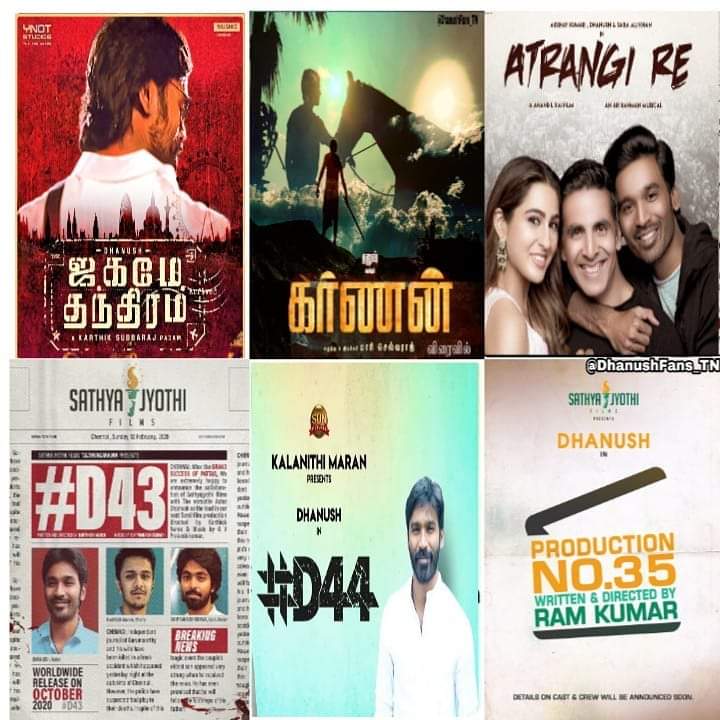 DfcSalem's tweet photo. @dhanushkraja Up coming Movies
இந்த வருஷம் எங்க ஆட்டம் வெறித்தனமா இருக்கும்.🔥
#D40 -#karthiksubbaraj
#D41 -#mari_selvaraj
#D42 -#aanandlrai
#D43 - #karthicknaren_M
#D44- #sunpictures
#D45 - #dir_ramkumar
& #JagameThandhiram #karnan #AtirangiRe #d43
@dhanushfans24x7 https://t.co/F49KwVQr1J