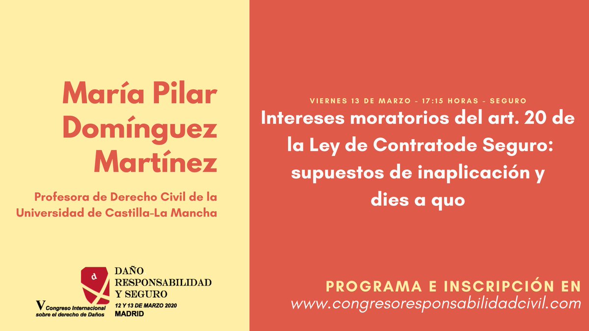 VcongresoDdD's tweet photo. Congreso Internacional sobre el Derecho de Daños - Bloque Seguro, con D. Eduardo Baena Ruiz, Dña. María Pilar Domínguez Martínez (@uclm_es) y D. Francisco de Paula Blasco Gascó. Consulta el programa completo y las inscripciones en https://t.co/1lK5wLGa2Q #VcongresoDdD https://t.co/1ZZCJRM7Tf