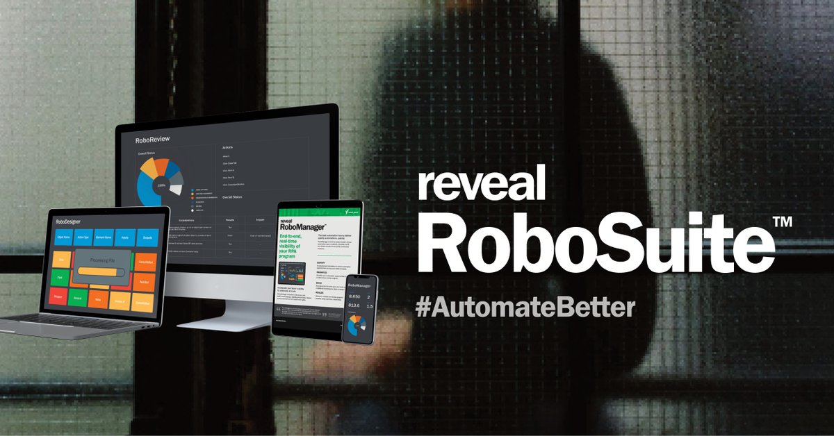 GroupReveal's tweet image. Introducing Reveal RoboSuite™. Three powerful tools. One suite automation package. 
Ready to #AutomateBetter?
 
#RoboSuite #RPA #IntelligentAutomation #HyperAutomation #Quality #Speed #Visibility #Scalability #ROI