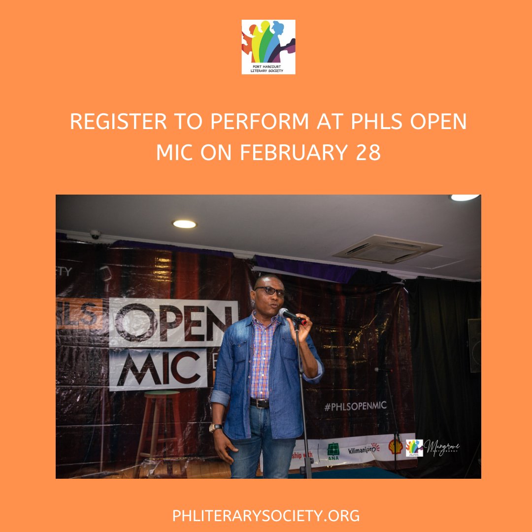 Phlslibrary's tweet photo. Register now to perform at PHLS Open Mic Night on February 28:
https://t.co/yoJEFhp2XH
@Phlsopenmic
#PHLSOpenMic
#February28
#Portharcourt https://t.co/lsxuygyirX