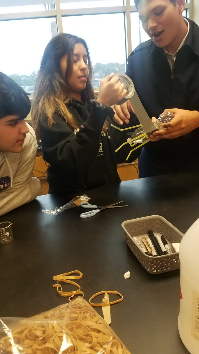 SRattlerscience's tweet photo. We haven't posted much lately, so here are some rockets for you...
Chemistry is doing an inquiry lab where Ss design and investigate the perfect ratio of baking soda to vinegar to create the highest/longest flying rocket @lyders0220 @SMCISD_AVID https://t.co/Y2NF3Ew8hs