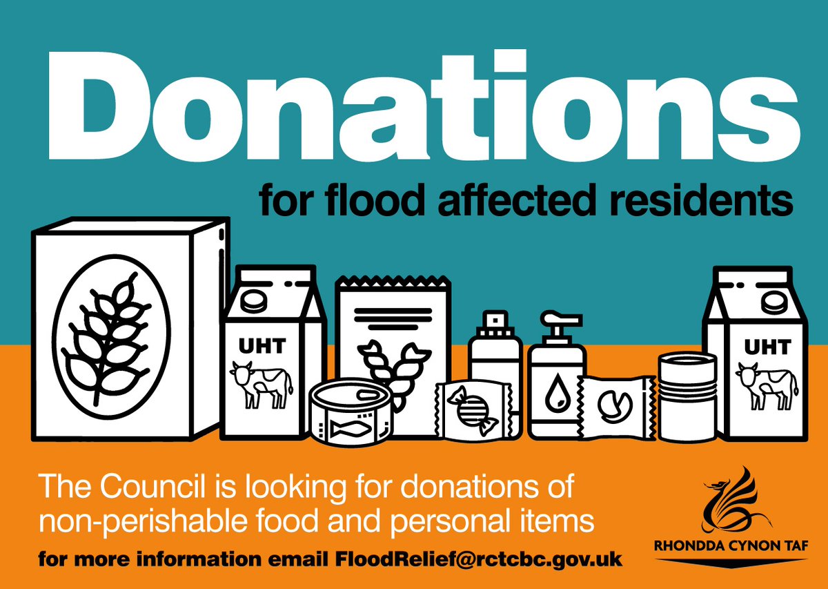 RCTCouncil's tweet image. Following the extensive damage caused by Storm Dennis which saw over 500 homes suffering internal flooding, the Council is appealing for food donations to help those who have been impacted. Further details here: orlo.uk/donations_vHYoS