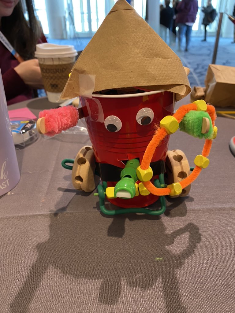 MeagBub's tweet photo. Introducing Sammy the Emotional Liaison...#makerkitchen @edtechteam fun morning creating with educators! Thanks! #IDEAcon #IDEAcon2020 https://t.co/BnkwMqedkq