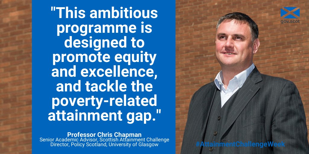 ScotGov Education (@scotgovedu) on Twitter photo It’s the #AttainmentChallengeWeek.
“The scope & scale of the project is impressive” said Professor <a href="/ChrisChapmanGla/">Prof Chris Chapman</a> about the #ScottishAttainmentChallenge
More➡️bit.ly/SAC_2020 It’s the #AttainmentChallengeWeek.
“The scope & scale of the project is impressive” said Professor <a href="/ChrisChapmanGla/">Prof Chris Chapman</a> about the #ScottishAttainmentChallenge
More➡️bit.ly/SAC_2020