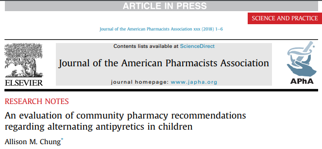 JAPhAJournal's tweet image. &amp;gt;IN PRESS&amp;lt; #Pharmacists play impt roles in helping caregivers understand pediatric fever management and therapeutic strategies. Recommending alternation between APA and IBU must be accompanied with proper education to avoid #mederrors or overdosing.
japha.org/article/S1544-…