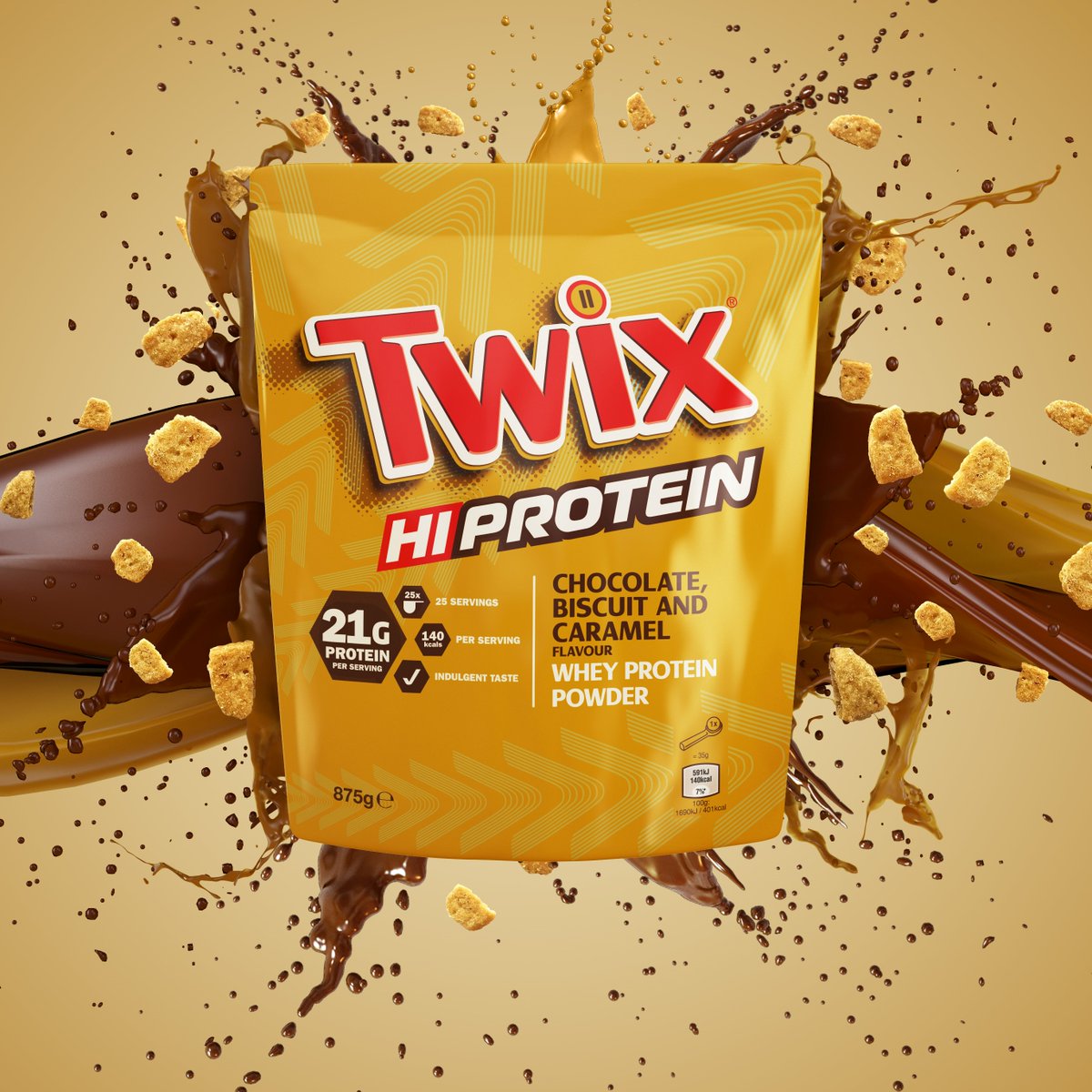 NOT A DRILL! 📣⚠
 
Protein lovers, feast your eyes on our BRAND NEW Twix Hi-Protein Whey Protein!
 
A combination of caramel, biscuit and chocolatey flavoured goodness - we bet you're drooling at the thought 🤤
 
PLUS 21g of protein per serving and only 140 kcals per serve!