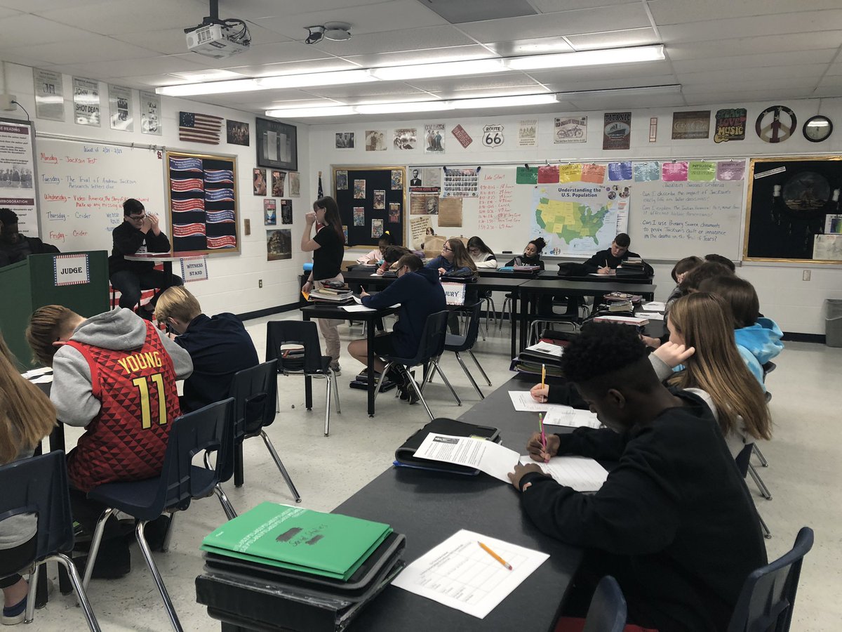 WMSTeam8C's tweet photo. The Trial of Andrew Jackson is taking place in Mr. Cannon’s American History Class! #BestatWMS https://t.co/tOXRsUHXrT