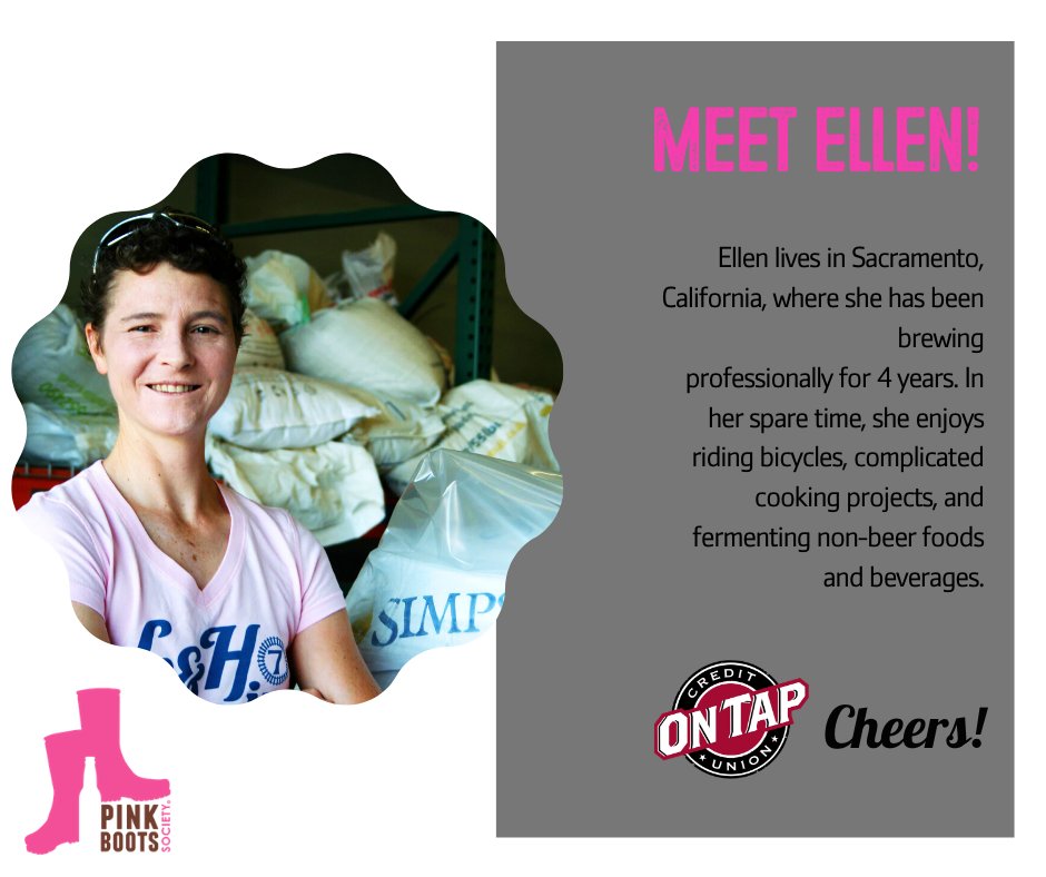 Meet Ellen! She is new to the Pink Boots Society this year. PBS has played a pivotal role in her evolution as a brewer. She is excited to see PB continue to positively affect so many memberships along their journeys in the industry.
#ontapcu #pinkboots #womeninbeer #womenwhobrew