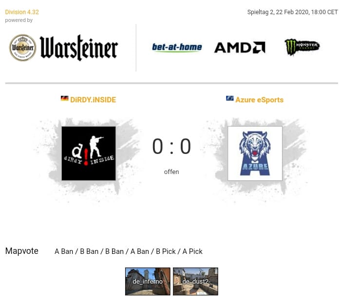 EsportsAzure's tweet photo. In wenigen Minuten starten unsere Jungs in ihren 2. Spieltag der @99DAMAGEde Liga Season 14

🏆 @99DAMAGEde 
📅 25.02.2020
⏰ 19 Uhr 
🆚 #DiRDYiNSIDE https://t.co/tDcgZYMsYt