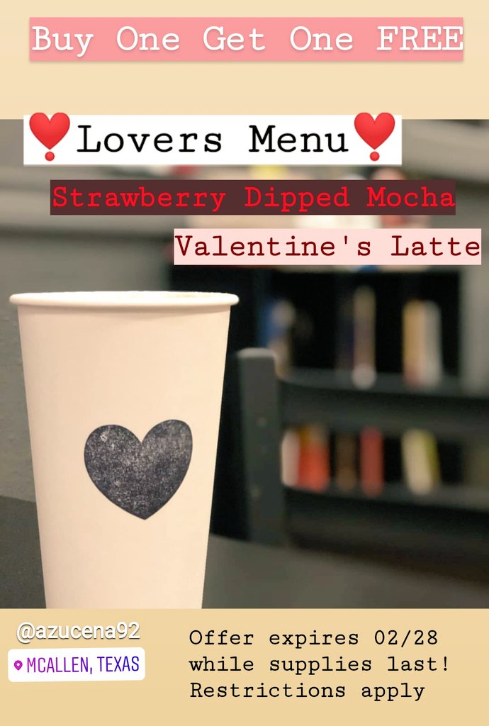 lunacoffeeh's tweet photo. This week only! Try our Lovers Menu and Buy One Get One FREE!❣️
#FelizMartes #estavivo #TuesdayThoughts #coffee https://t.co/ZKj4XuGmio