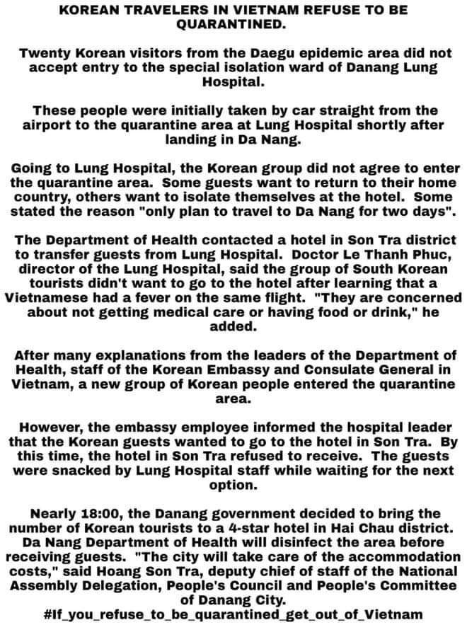 hanie_tokki's tweet photo. We’re just doing what’s best to protect our citizens, we have no resposibility to give you five-star treatment but we tried our best to accommodate your needs. And you come back saying we mistreated you? F*ck off #ApologizeToVietnam https://t.co/JcNU48X7wr