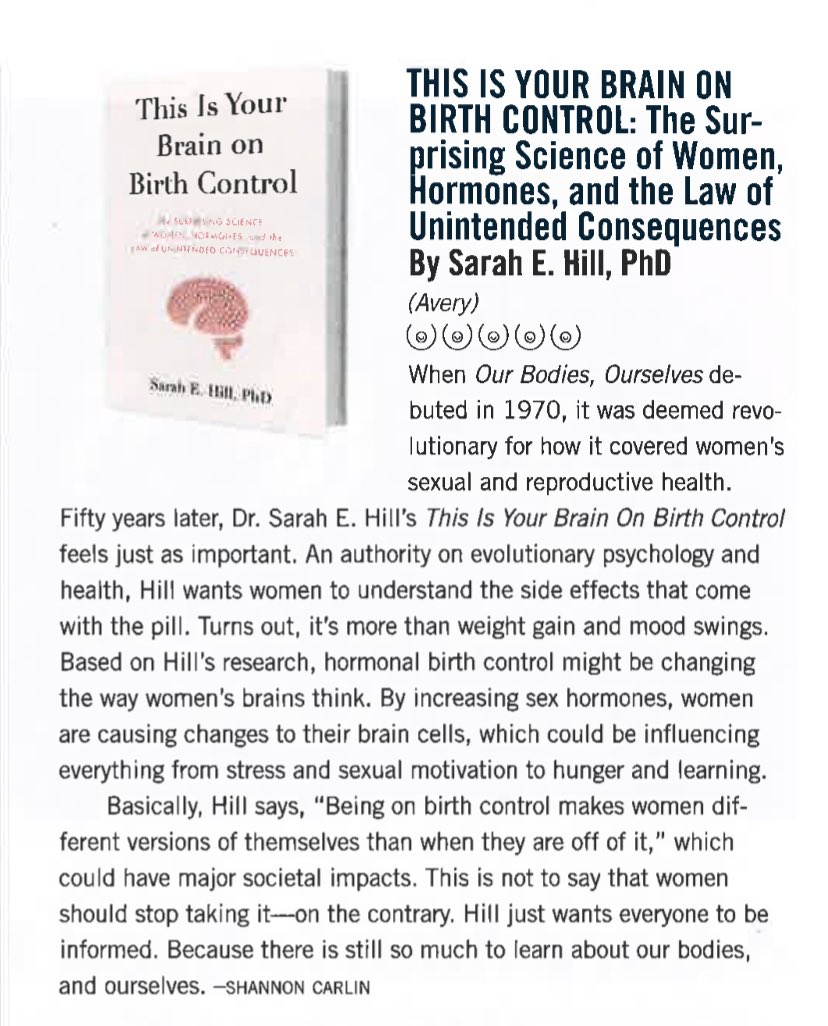 sarahehillphd's tweet photo. "When Our Bodies, Ourselves debuted in 1970, it was deemed revolutionary for how it covered women’s sexual and reproductive health. Fifty years later, Dr. Sarah E. Hill’s This Is Your Brain on Birth Control feels just as important.” https://t.co/vdX5kFsKWp