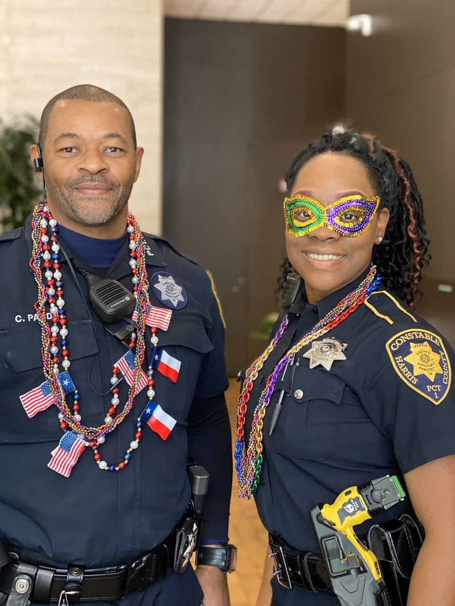 Pct1Constable's tweet photo. Happy #MardiGras! #FatTuesday #laissezlesbontempsrouler #K9Violet #PCT1Patrol #PCT1Fam #PCT1K9Unit https://t.co/h6Dza75VZL