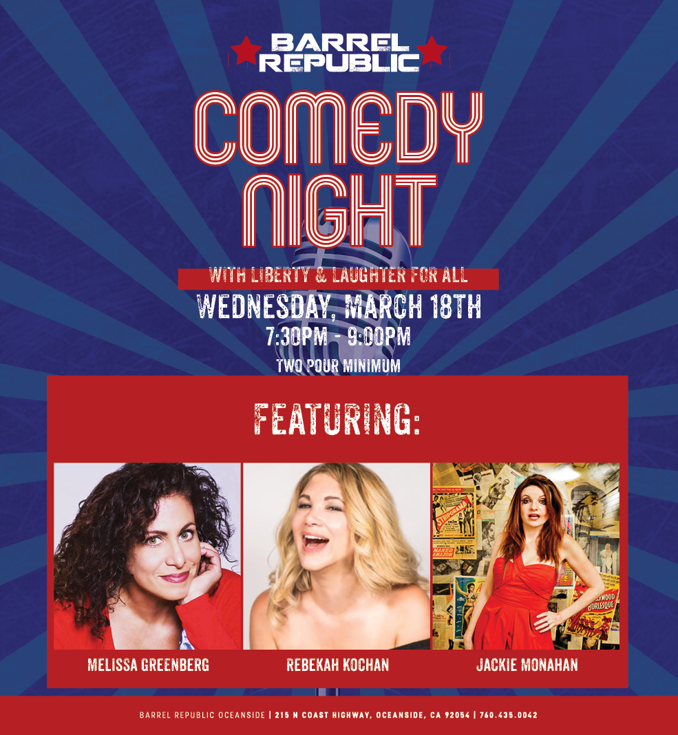 Barrel Republic (@barrelrepublic) on Twitter photo Are you ready for another round of comedy at <a href="/BarrelRepublic/">Barrel Republic</a> ❓❗
_____
March 18th we will have another FREE Comedy Night at our #Oceanside location!
Join the hundreds of people that have attended our events!
✅Follow <a href="/BarrelRepublic/">Barrel Republic</a>
✅Turn on Push Notifications Are you ready for another round of comedy at <a href="/BarrelRepublic/">Barrel Republic</a> ❓❗
_____
March 18th we will have another FREE Comedy Night at our #Oceanside location!
Join the hundreds of people that have attended our events!
✅Follow <a href="/BarrelRepublic/">Barrel Republic</a>
✅Turn on Push Notifications