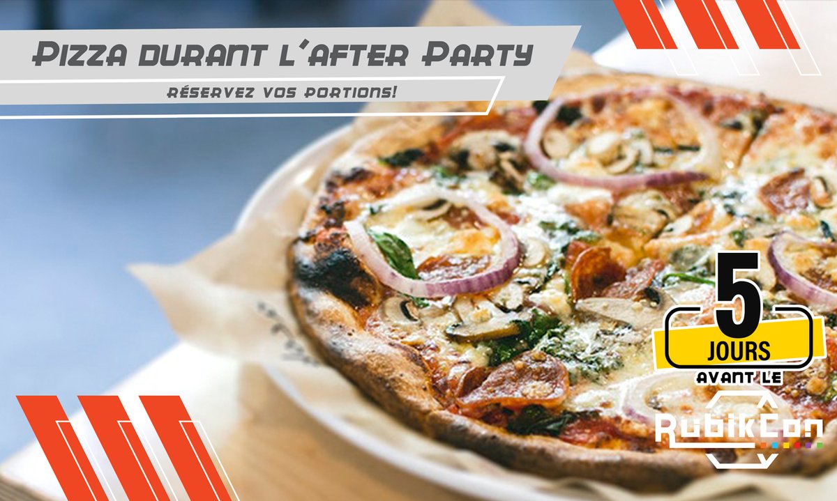 Rubik_Con's tweet photo. 🍕🍕🍕🍕🍕🍕🍕🍕🍕🍕🍕🍕🍕
Samedi soir, après la mascarade, il y aura de la pizza en vente! Elle sera servi au courant du After Party du Rubikcon.

Pour réserver vos pointes, il vous faudra acheter au courant de la journée et après la mascarade des coupons à la billetterie! https://t.co/V32NmNSevr