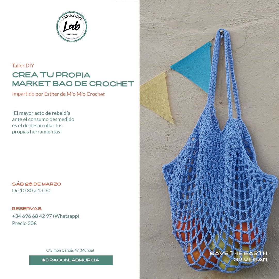 dragonlabmurcia's tweet photo. ¡Haz bolsas de crochet y no la guerra con este taller impartido por Mío Mío Crochet! Compartamos una mañana preciosa el próximo sábado 28 de marzo ✨

Reservas 📞 +34 696 42 94 https://t.co/ItvdWQrwYN