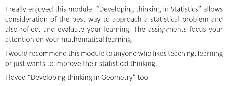 OU Maths Education (@ou_mathsed) on Twitter photo Looking to develop your thinking about statistics, algebra or geometry?
Thinking about a career in teaching?
Why not enroll on a mathematics education module at the <a href="/OpenUniversity/">The Open University</a>?
#MondayMotivation #LifelongLearning #Studentviews <a href="/OUstudents/">OU Students</a> Looking to develop your thinking about statistics, algebra or geometry?
Thinking about a career in teaching?
Why not enroll on a mathematics education module at the <a href="/OpenUniversity/">The Open University</a>?
#MondayMotivation #LifelongLearning #Studentviews <a href="/OUstudents/">OU Students</a>