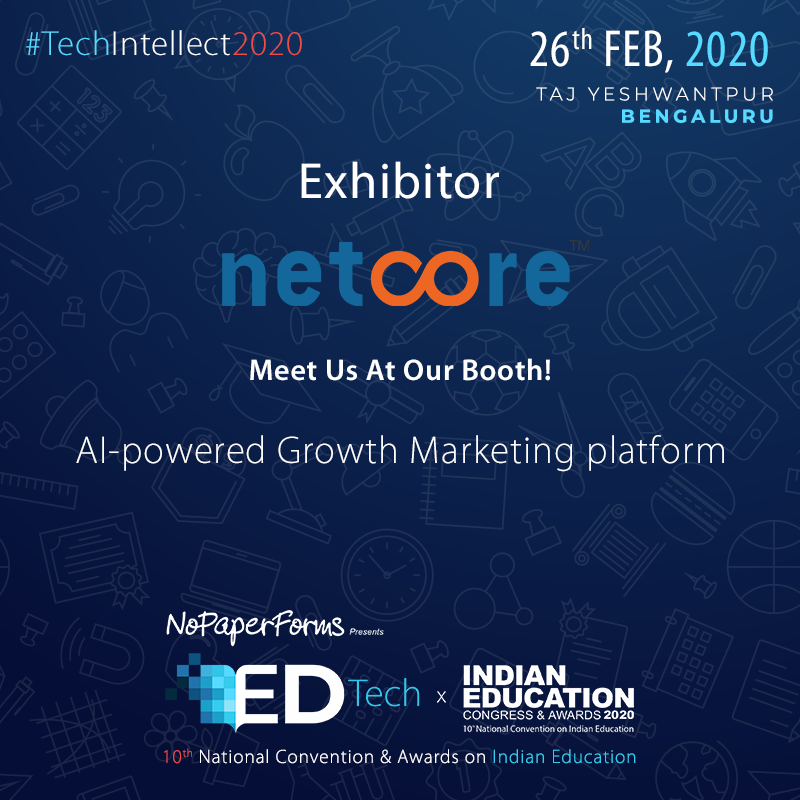 EntrepEducation's tweet image. Meet @NetcoreSolution AI-powered Growth Marketing platform designed to help marketers listen, analyse and build 1:1 smart conversations with consumers at Indian Education Congress &amp;amp; Awards 2020.

Register now at bit.ly/2vlI1NI 

#IEC2020 #techintellect2020 #Bengaluru
