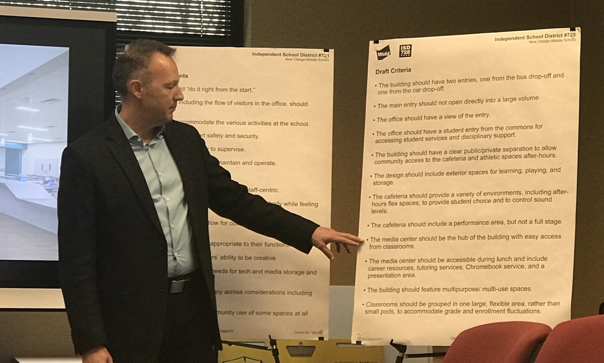 Reviewing commitments and criteria for new ⁦<a href="/ISD728/">ISD 728</a>⁩ middle school with Wold #exciting!