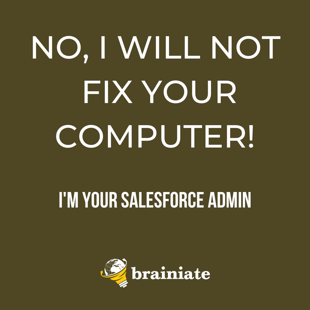davidgiller's tweet image. No. I will not fix your computer. I&apos;m your Salesforce Admin. #salesforce #salesforcehumor #admins #administrators #whyadminsdrink #funny #cute #sarcastic #sarcasm #quote #workhumor #lol #quotes #humor #instagood #fun #photooftheday #happy #smile #comedy