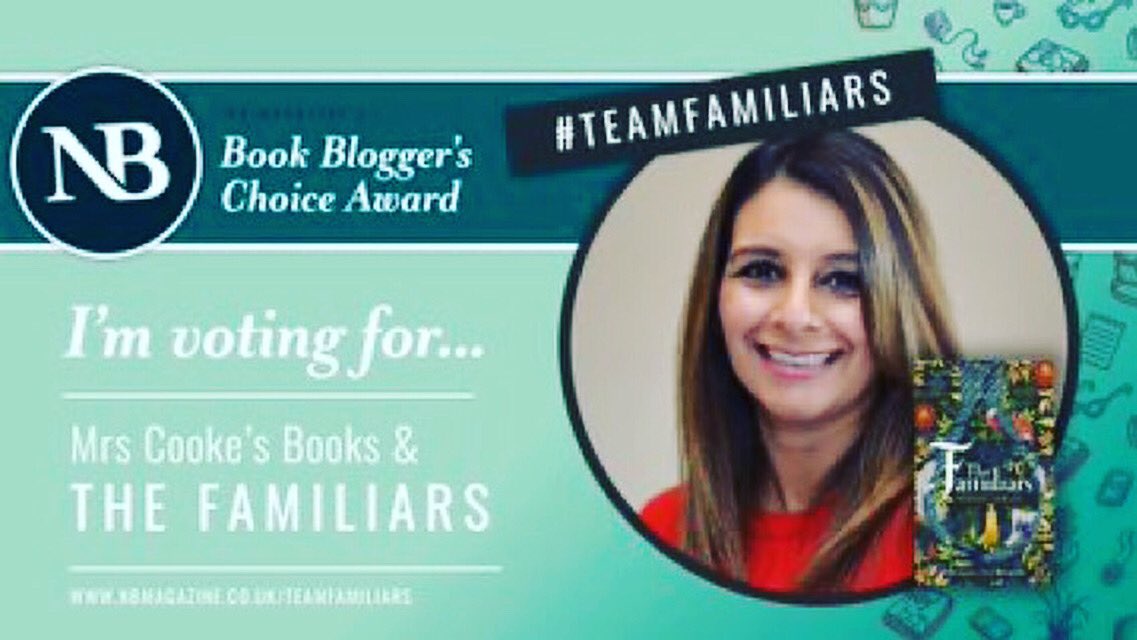 SezzThomas's tweet photo. Iβve voted for my bookish friend, @mrscookesbooks, in @NBmagazineUKβs #NBBookBloggers Choice Awards for her review of #TheFamiliars by @stacey_halls.
A great book, a fab review and a fantastic blogger.
https://t.co/luMKPEDWlo
#TeamFamiliars https://t.co/tXwwtPPe3p