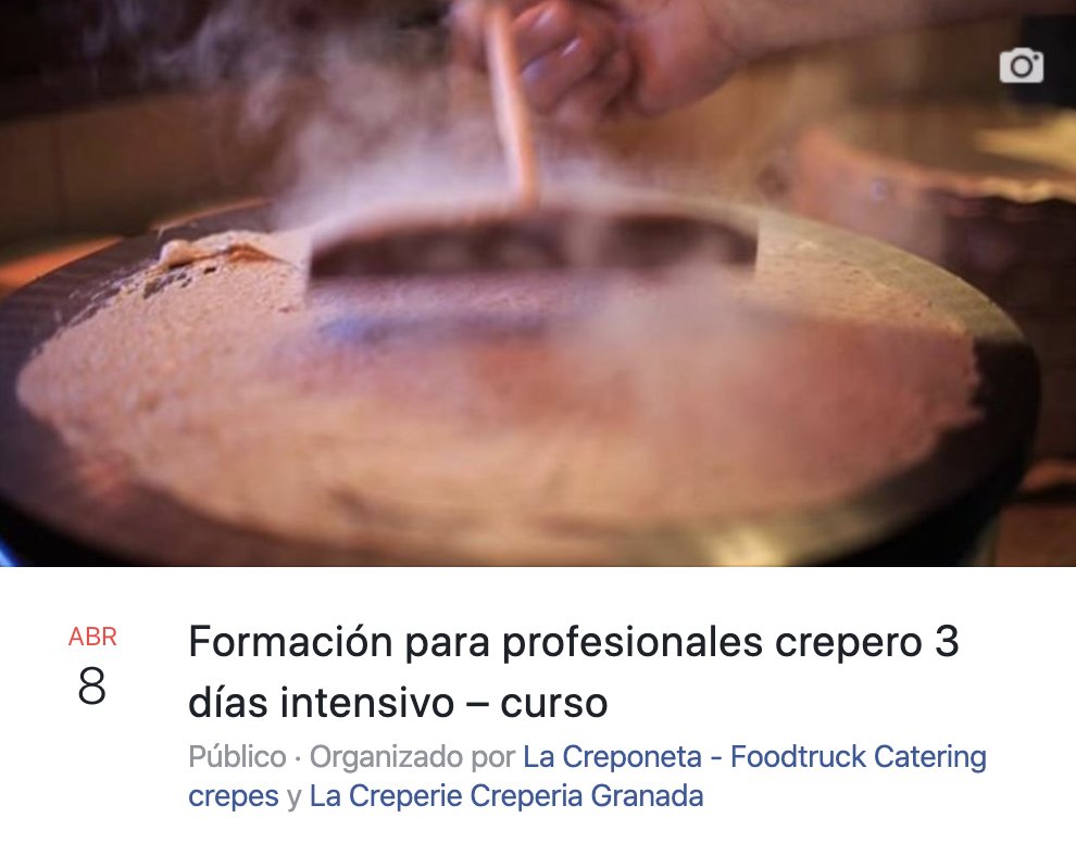 Formación para profesionales crepero 3 días intensivo – curso
#Malaga - 9/9/10 Abril 2020 

lacreponeta.com/formacion-para…
facebook.com/events/1883485…