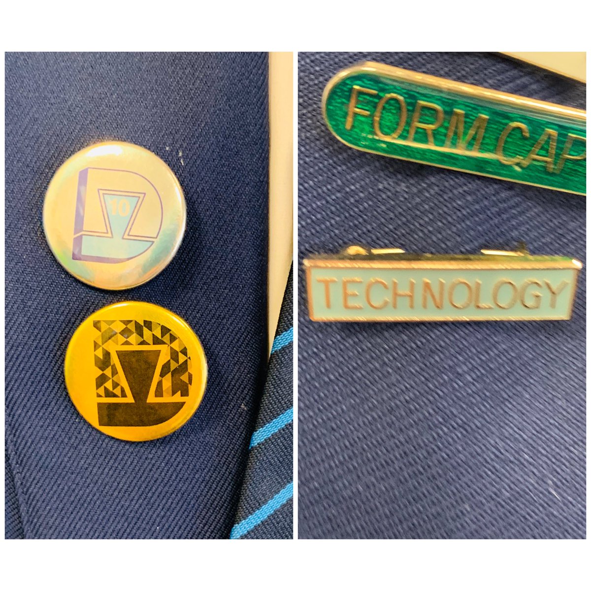 Proudly wearing ⁦@DesignVentura⁩ badges. First Technology award badges given out in assembly today #proud #designersofthefuture #twynham