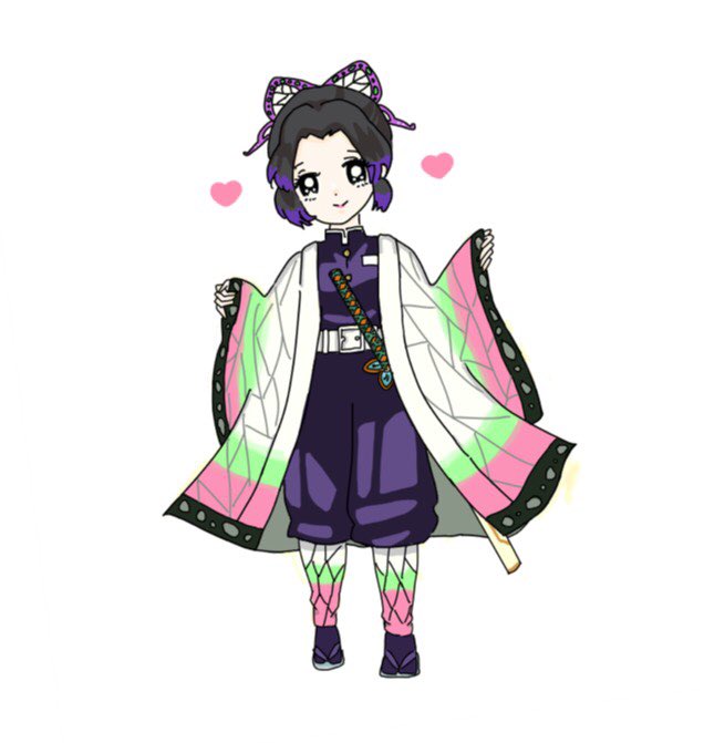 とりぴぃ＠LINEスタンプ✨さんがTwitterに投稿した胡蝶しのぶ(鬼滅の刃)のイラスト。