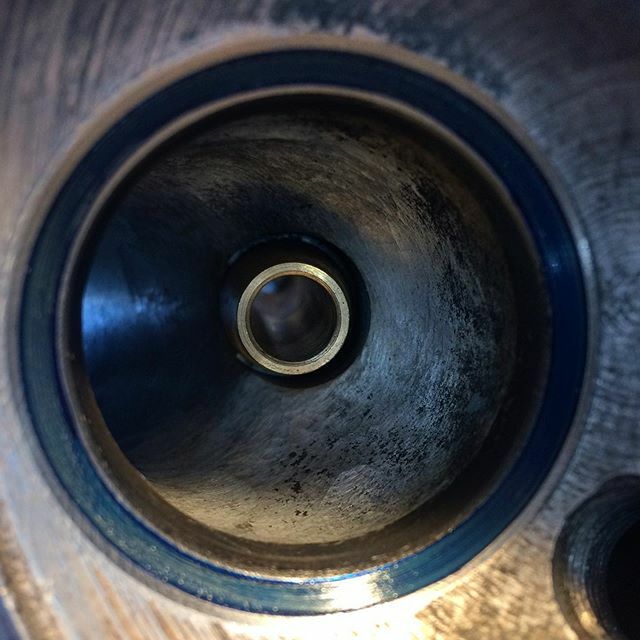 Valve guide replacement and valve seat reconditioning complete. #royalenfield #motorcyclerepair #vintageandspecialty 
#vintageracing #vintagemotorcycleracing #motorcycleshop #tfma #turnersfalls #greenfield #montague #northampton #amherst #easthampton #holyoke #brattleboro #p…