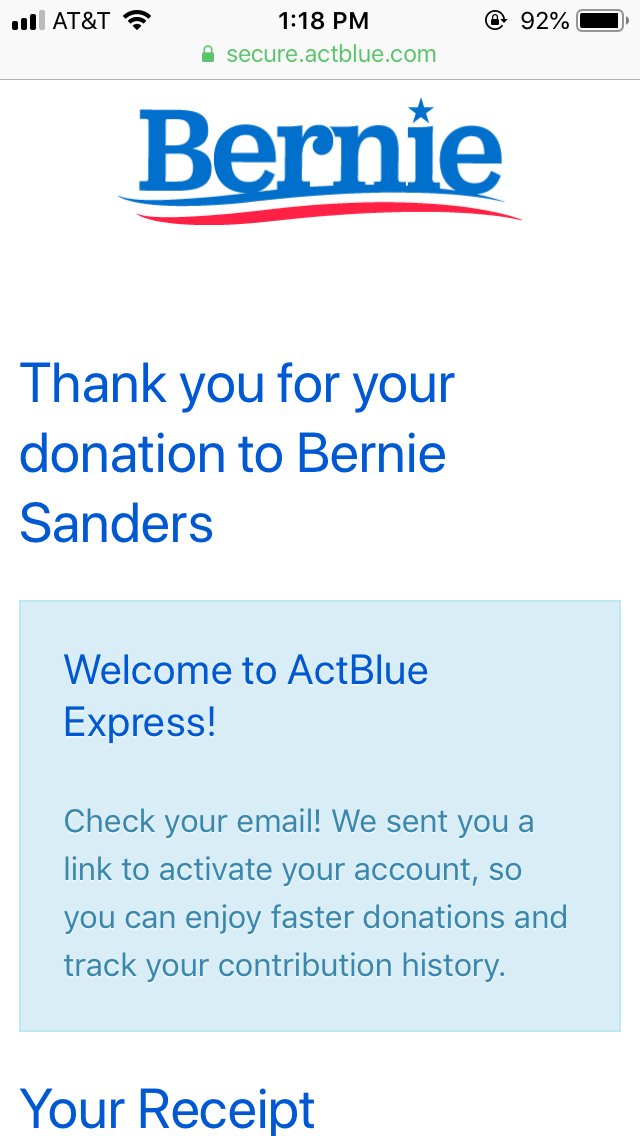 Belated but thanks everyone who has ever listened and supported us, please donate to @BernieSanders