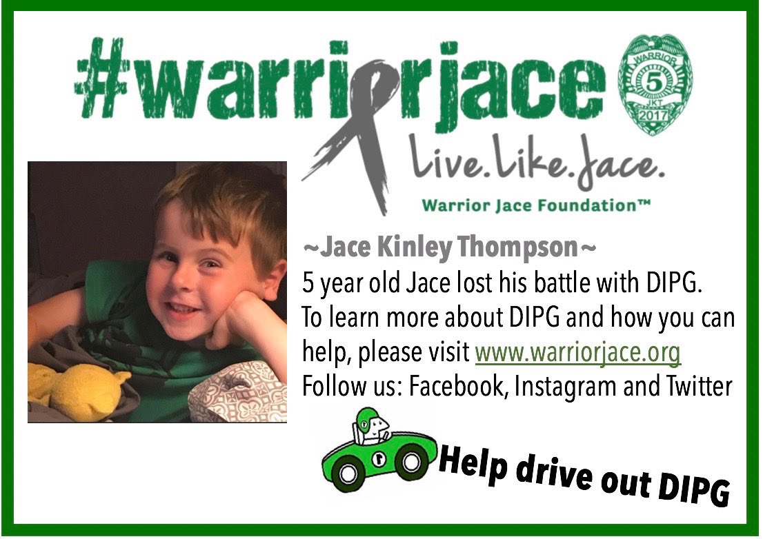 warriorjaceDIPG's tweet photo. Have you ever heard of DIPG? We hadn’t either until Jace was diagnosed. 347 days later he was gone. Our mission is to raise awareness and clinical research funds so one day there will be a cure to this evil, death sentence known as DIPG #DriveOutDIPG #LiveLikeJace #CantStopMe https://t.co/Ha9DBJVPS8