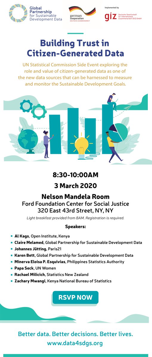 Attending UN Stats Commission next week? Join us on March 3, 8:30AM, for a discussion on citizen-generated data for the SDGs. 

Register here: surveymonkey.com/r/CP2829K #UN51SC #Data4SDGs