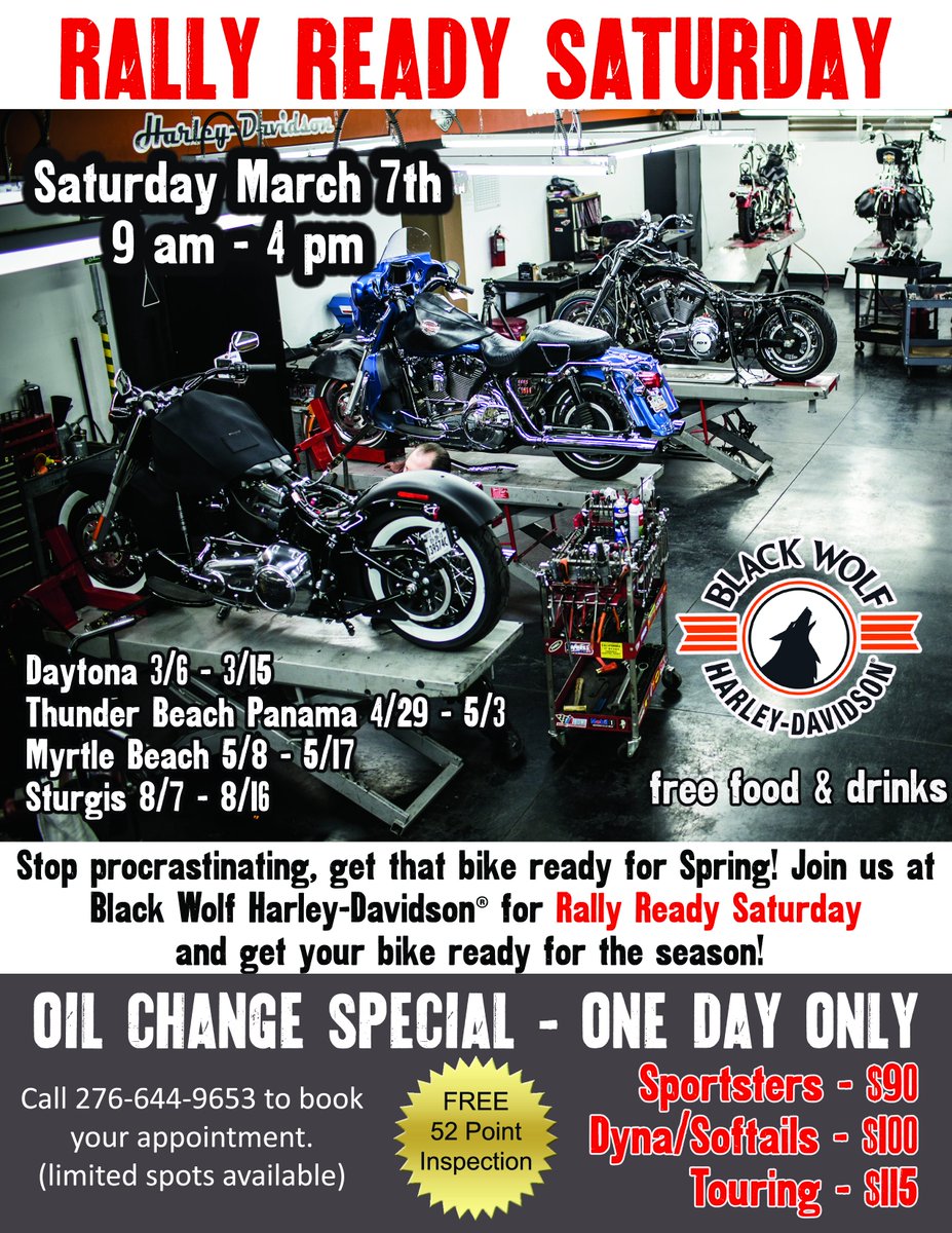 Is your ride Rally Ready?
Make your appointment now to get your spot!
bit.ly/32FOG0g