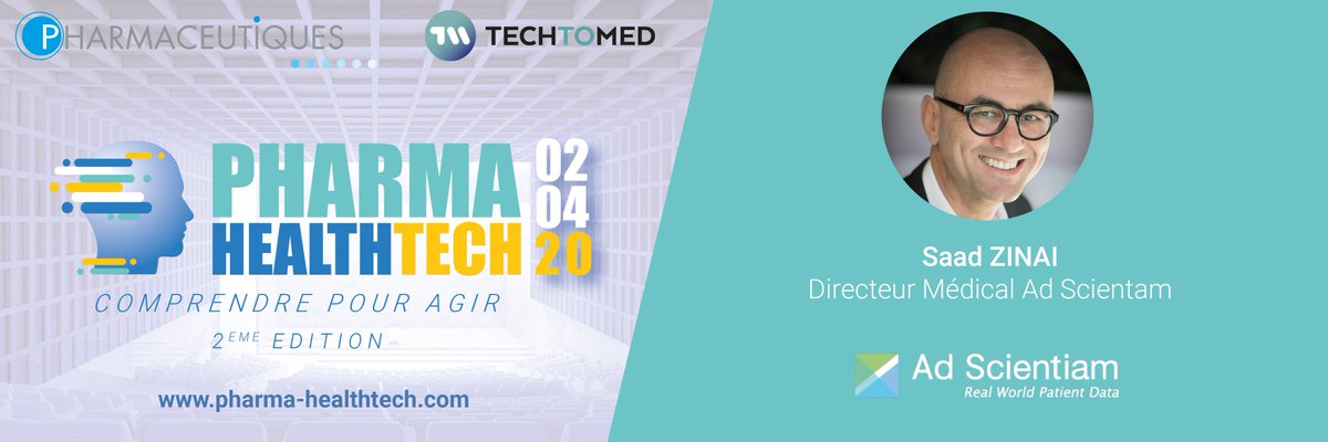 PharmaHT21's tweet photo. Le Dr Saad Zinaï, Directeur Médical d'Ad Scientam interviendra lors de la deuxième édition de Pharma HealthTech !
Retrouvez-nous le 2 avril prochain à l'Espace 3 Mazarine, Paris 6ème :https://t.co/ZIWrggoE0H
#PharmaHT20 #PharmaHT #Santé
@TechToMed @Pharmaceutiques https://t.co/nwouuNNPSm