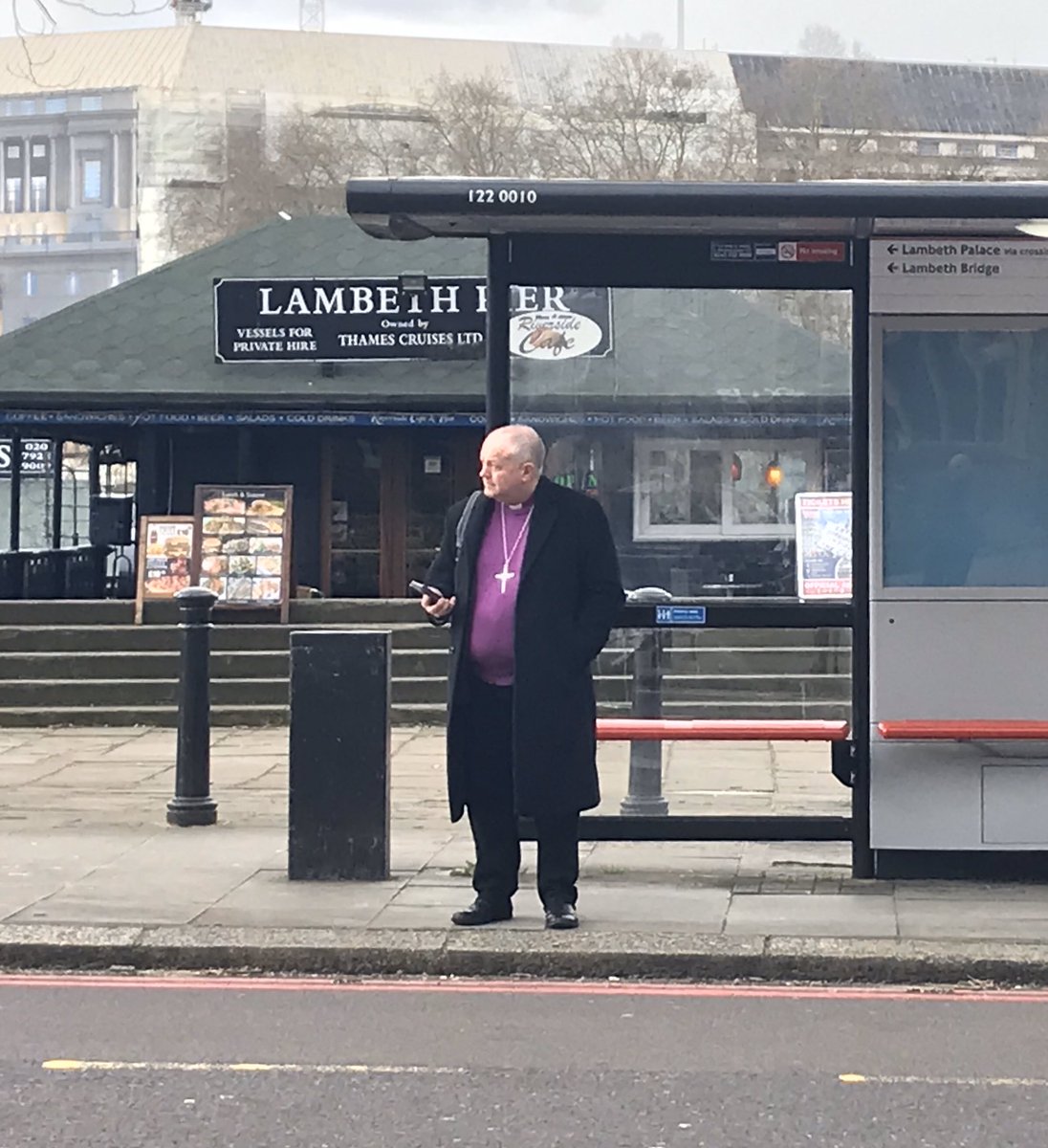 A Bishop waiting for the bus...? actually just waiting to be collected (I asked) but I recon this photo deserves a caption don’t you think? 😁<a href="/DavidGWilliams/">David Bishop of Truro</a>