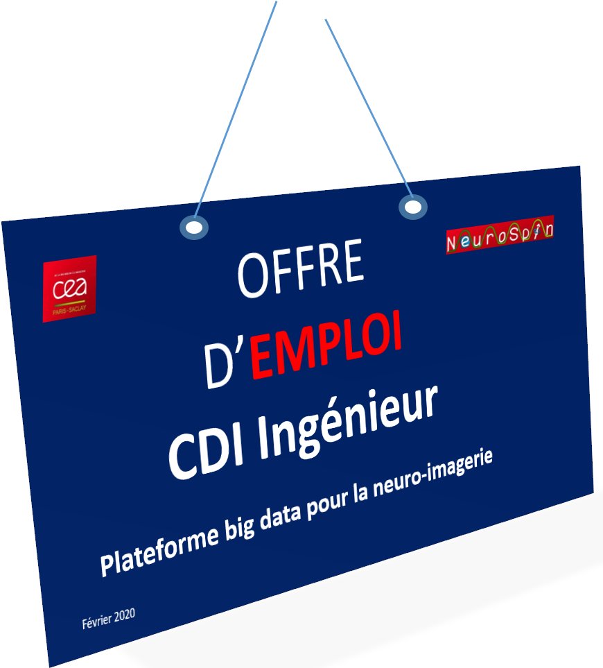 NeuroSpin_91's tweet photo. @NeuroSpin_91 @CEA_Joliot @CEAParisSaclay  recherche un #ingénieur pour la mise en place d’un portail d’analyses de grandes bases de données de neuro-imagerie utilisant les ressources du Très Grand Centre de Calcul du CEA  @CATINeuro 
Détail de l'offre ➡️ https://t.co/5qLu0sCghI https://t.co/uDmzM1gijy